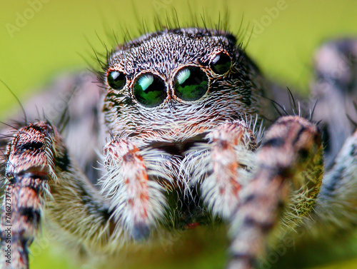Canvas-taulu Green eyes of jumping spider