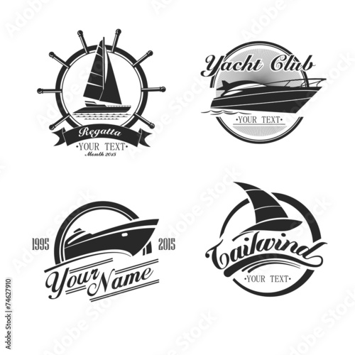 Vintage icons yachts and sailboats