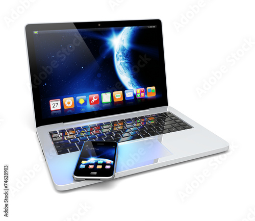 Laptop, and smartphone