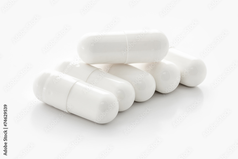 White medicine capsules White medicine capsules