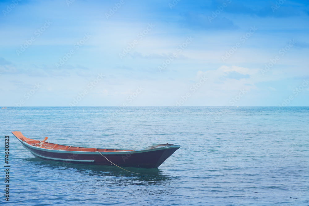 boats on the background of beautiful seascape, Thailand, Phangan