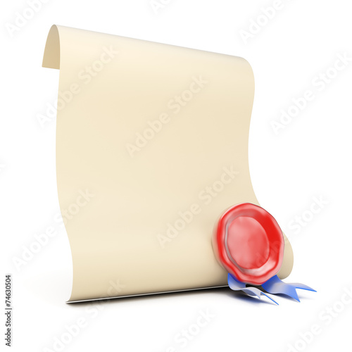 Blank paper roll with wax seal