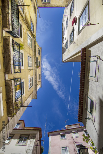  typical narrow building architecture of Lisbon