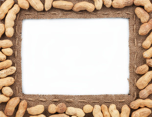 Frame made of burlap with peanut