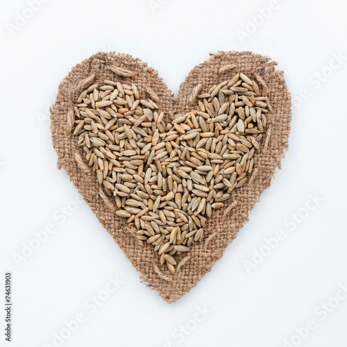 Frame in the shape of heart with  rye