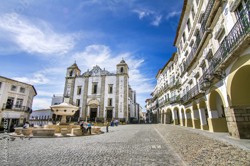 View of the Giraldo square located on Evora, Portugal. photo