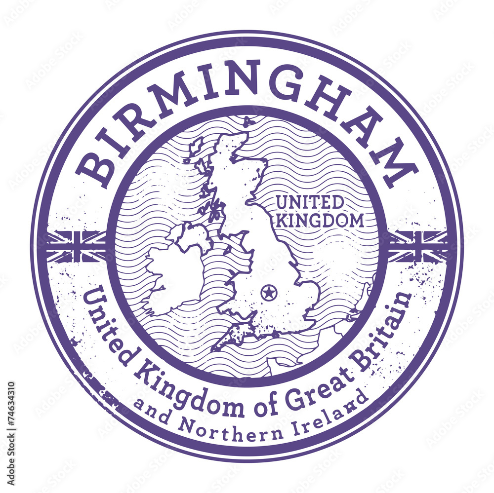 Obraz premium Grunge rubber stamp with words United Kingdom, Birmingham