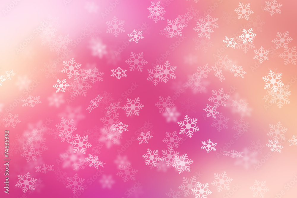 Colorful abstract background with snow flake falling.