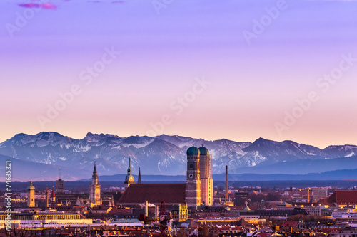 Munich Alps sunset photo