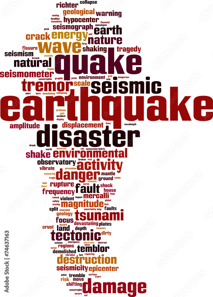 Earthquake word cloud concept. Vector illustration Earthquake word cloud concept. Vector illustration