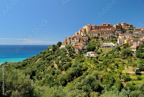 View of Pisciotta, a small village in the Cilento national park photo