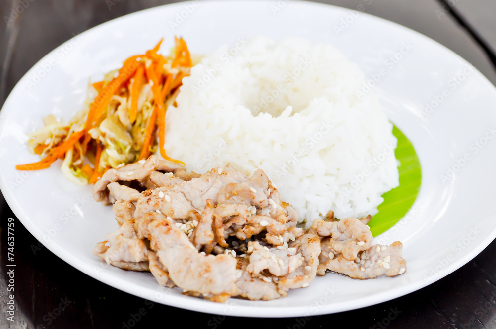 Korean pork rice,fried pork with rice,pork with rice Korean pork rice,fried pork with rice,pork with rice