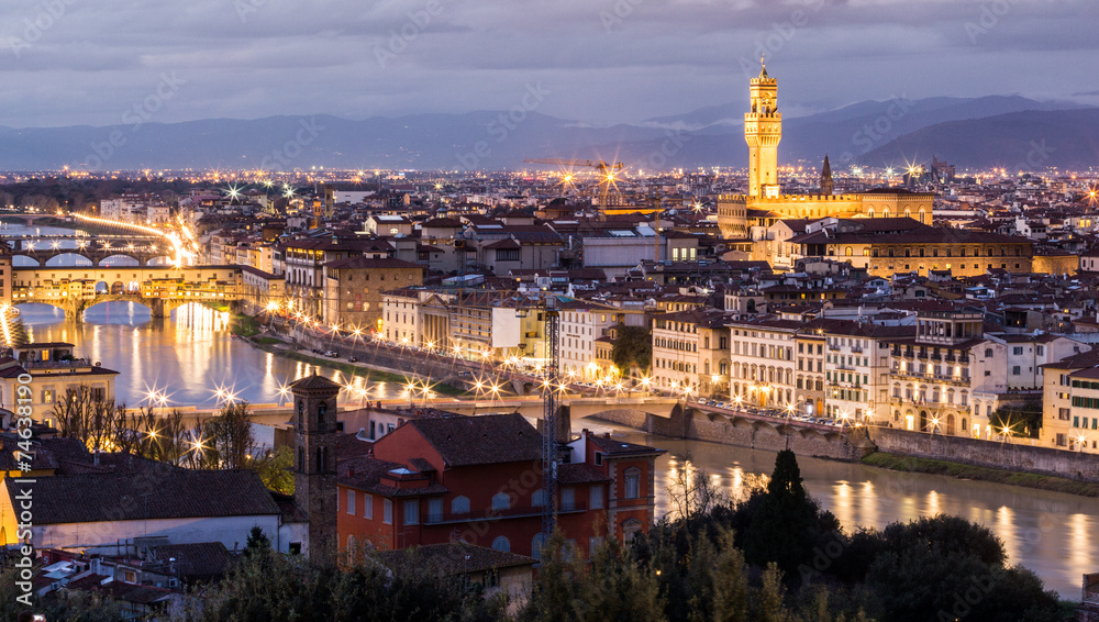 Florence, night scenics from Piazzale Michelangelo.