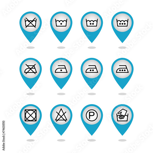 Set of instruction laundry icons, care icons, washing symbols