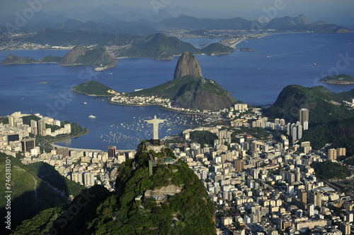 Aerial view of Christ, Sugarloaf, Guanabara Bay, Rio de Janeiro