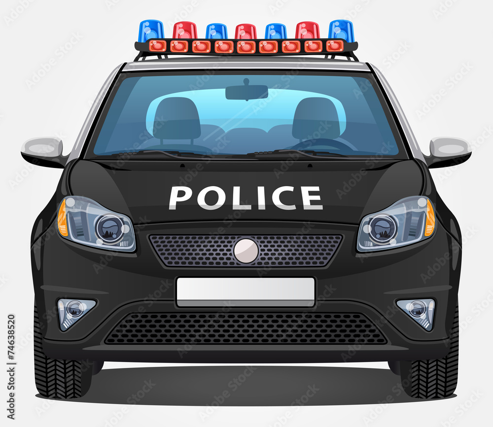 Vector Police Car #2 - Front view | Visible interior version Vector Police Car #2 - Front view | Visible interior version