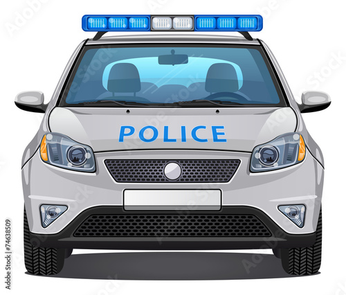 Vector Police Car #3 - Front view | Visible interior version