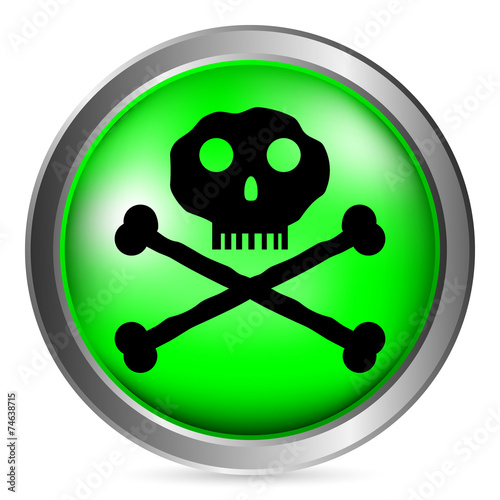 Skull and bones danger sign button
