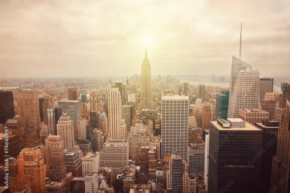 New York City skyline with retro filter effect
