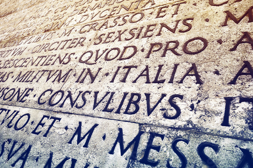 Fotografie, Obraz Latin inscription in Rome, Italy
