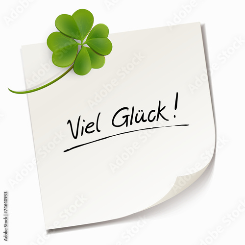 Haftnotiz mit Kleblatt - Viel Glück!