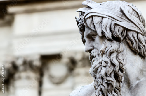 Photography Detail of Zeus in Piazza Navona fountain, Rome Italy