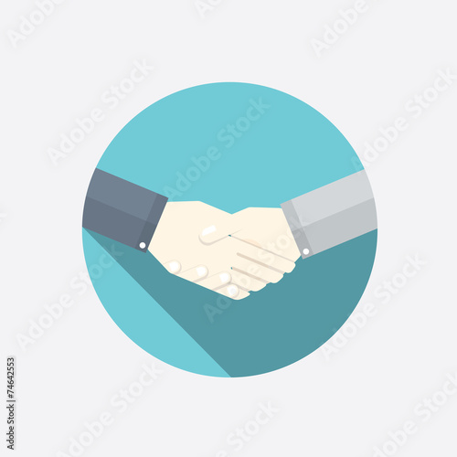 Flat handshake vector illustration. Modern business concept.