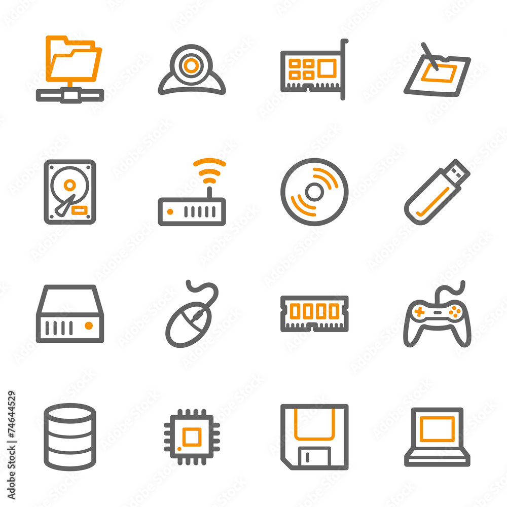 Computer components web icons set Computer components web icons set