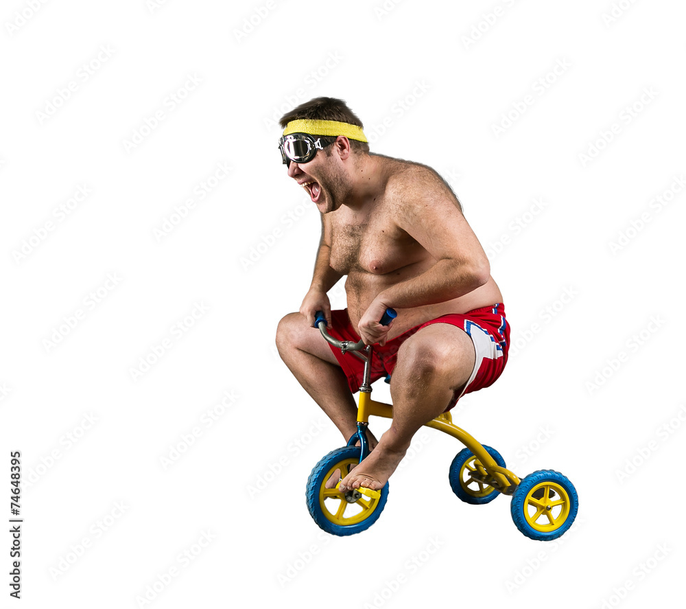 Fat man riding a small bicycle Stock Photo Adobe Stock