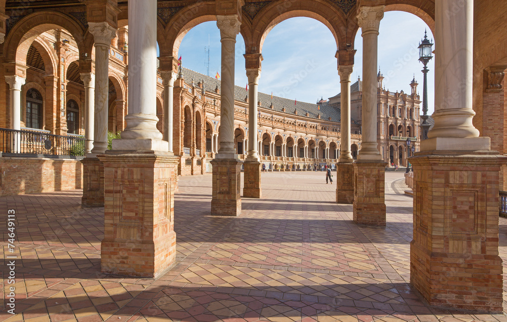 Seville - The portico of Plaza de Espana square