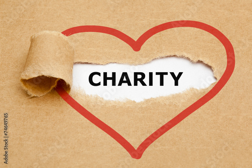 Tableau sur toile Charity Torn Paper