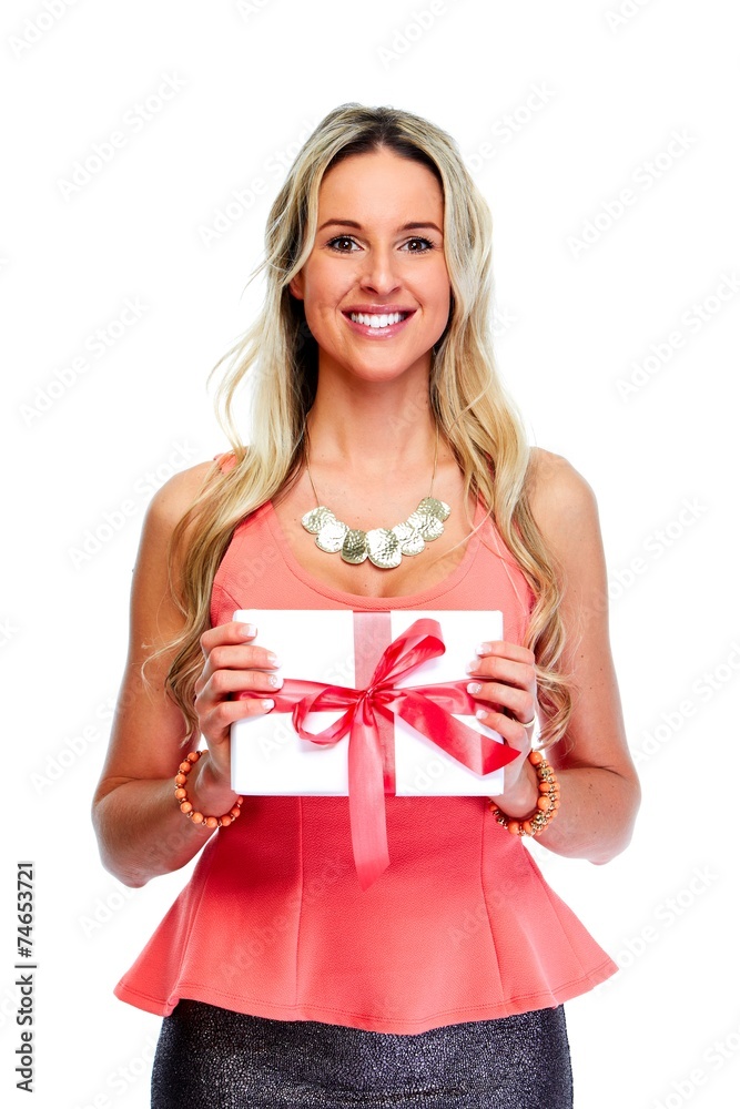 Woman with Xmas gift. Woman with Xmas gift.