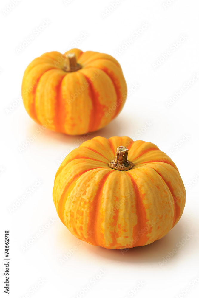 Obraz premium Yellow pumpkin on the white background