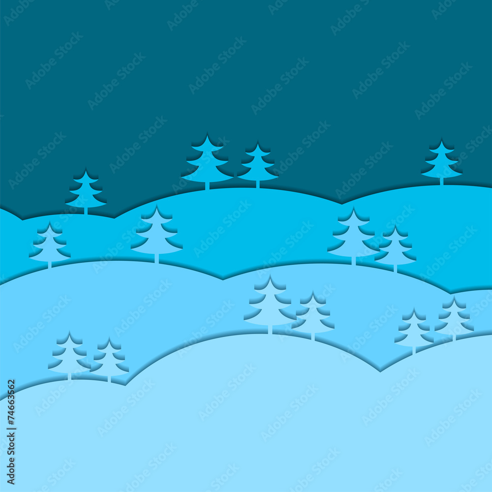 Winter background with fir trees. Vector