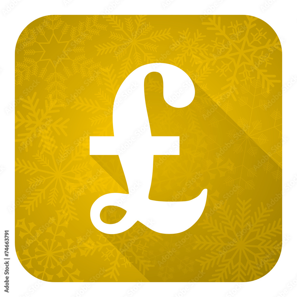 Obraz premium pound flat icon, gold christmas button
