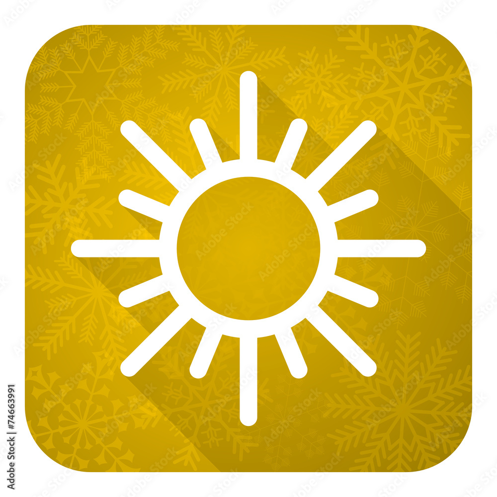 sun flat icon, gold christmas button, waether forecast sign sun flat icon, gold christmas button, waether forecast sign