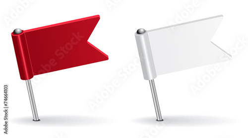 Red and white pin icon flag. Vector illustration