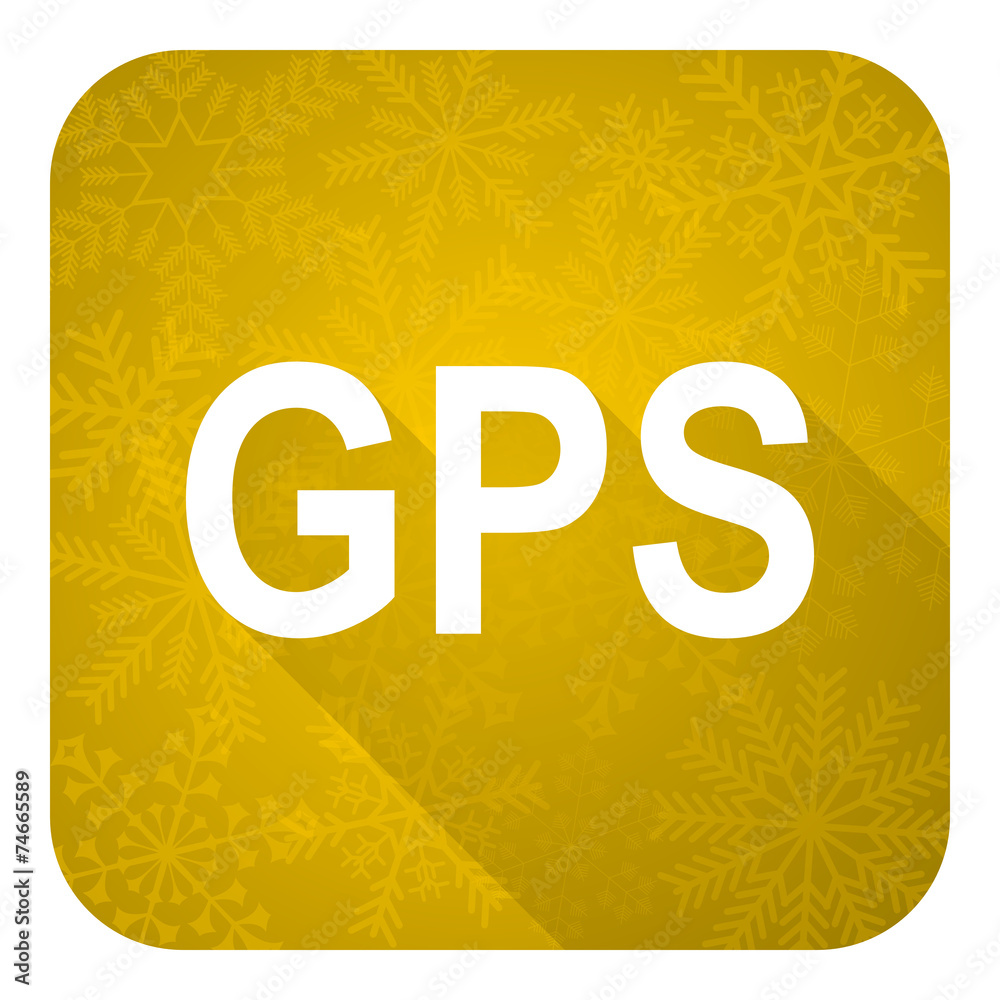 gps flat icon, gold christmas button