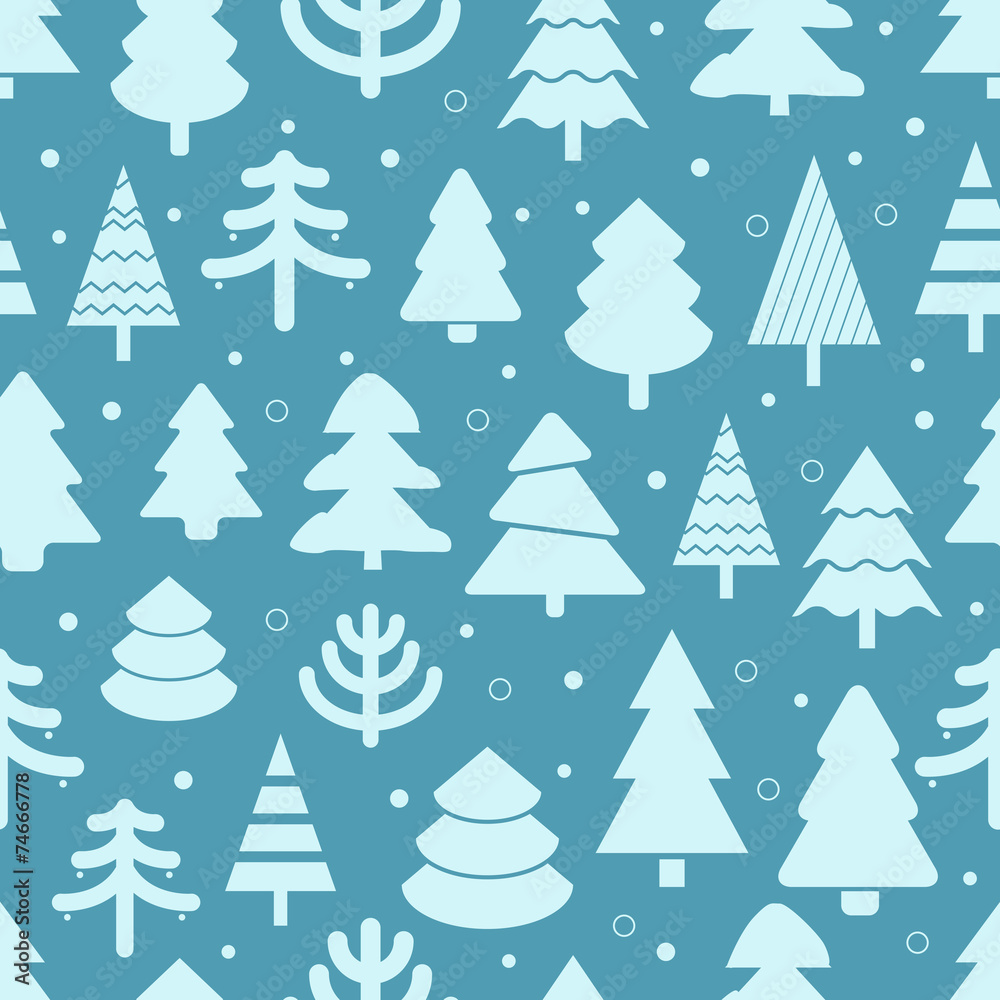 Abstract christmas trees seamless background. Design elements