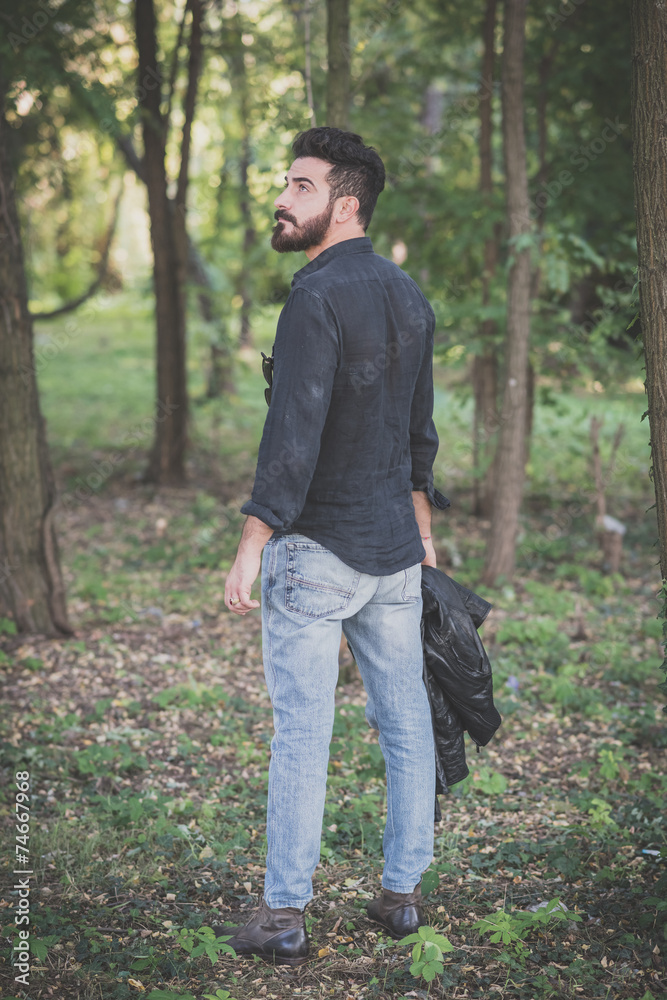 young handsome attractive bearded model man