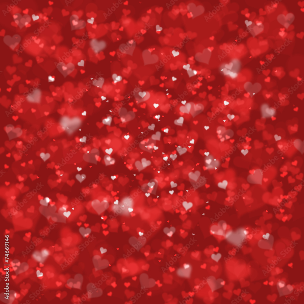 Blurry red heart shape background