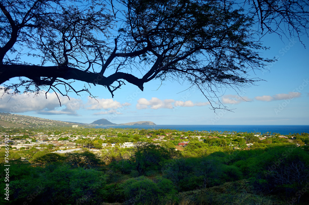 A trail to Diamond Head crater viewpoint on Oahu A trail to Diamond Head crater viewpoint on Oahu