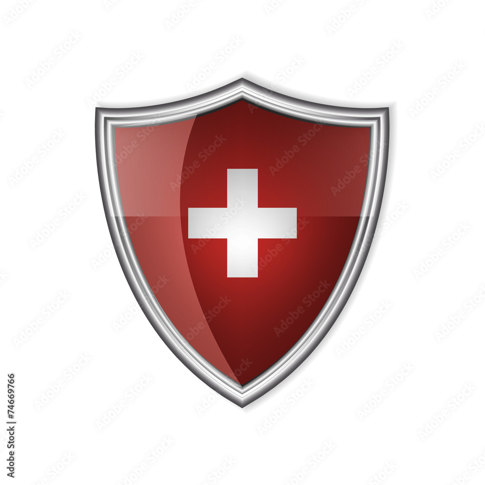 Swiss shiny label or badge on a white background Swiss shiny label or badge on a white background