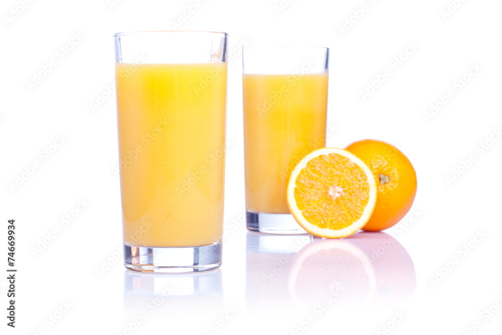 orange fresh ripe orange isolated on white background with refle