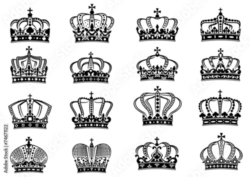 Medieval heraldic royal crowns set