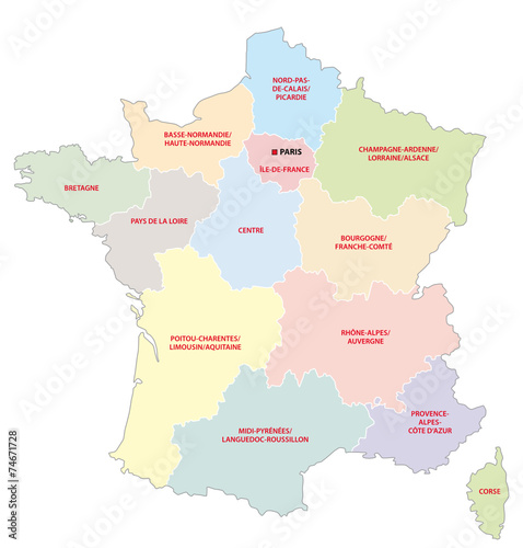map of the merged French regions
