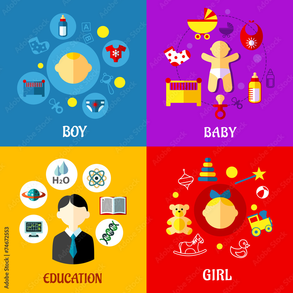 Childhood concepts design in flat style