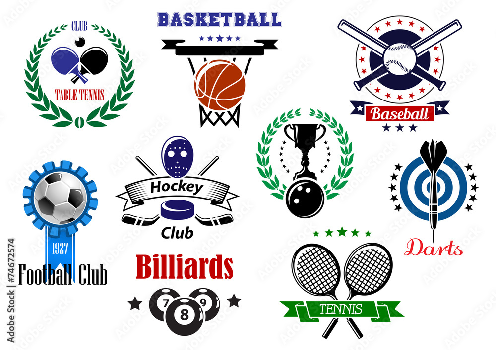 Heraldic sports emblems, symbols and design