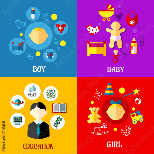 Childhood concepts design in flat style
