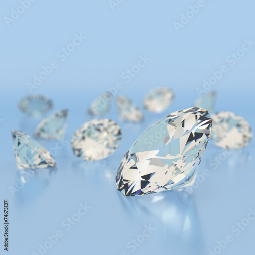 Shiny white diamonds on blue background.